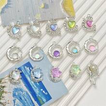 10 件随机混合简约星形和心形合金吊坠，DIY 珠宝制作材料，适用于项链、手链、耳环、钥匙扣