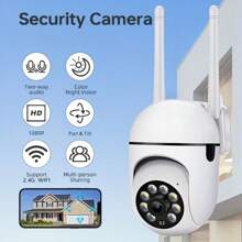 1080P Security Camera, Indoor And Outdoor Monitoring, Supports 2.4GHz WIFI With Full-Color Night Vision, Spotlight And Speaker, For Indoor And Outdoor Home Security System, Rotation/Tilt/Zoom, Motion Tracking - Very Suitable For Young People, The Elderly And Pets, Compatible With Alexa, Wireless Control, Home Security System, Speaker Functionality, Security Camera, Christmas, Thanksgiving Giftction