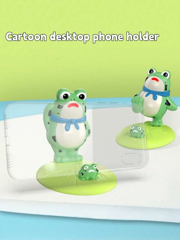 1pc Cartoon Frog Desktop Holder - Cute Frog Desk Decor, Slouchy Stable Non-Slip Portable Stand For Phones, Tablets, Home Accessories
