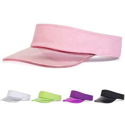 1 pieza Gorra de béisbol ajustable con visera de PVC y corona de malla de unicolor para mujer, sombrero casual de protección solar para exteriores, ideal para primavera/otoño, viajes, playa y fiestas