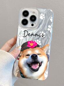 定制银色宠物宝宝照片黑色手机壳，可个性化定制狗狗爪印、名字或短语设计，兼容A14、A15、A13、A12、A55、A54s、S21、S22、S23、S24 Ultra、I11、12、13、14、15、16 Pro Max，手机及配件，季节精选，时尚个性化手机壳，送给男友、女友、家人、朋友、祖父母、情侣，周年纪念日、生日礼物，国际版，非国内版 - 銀色 - 查看 4