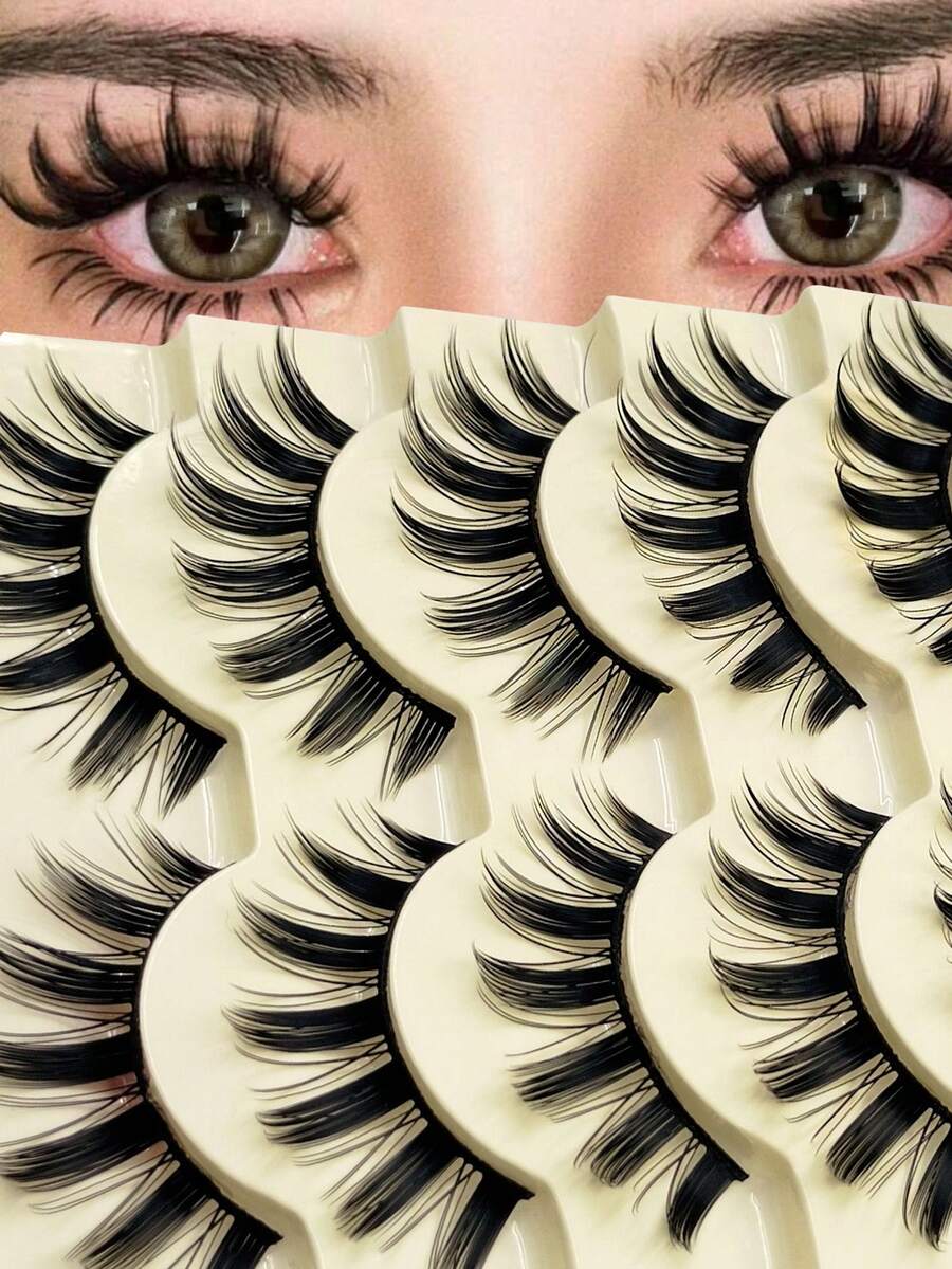 Rikuaild 5 Pairs Cartoon Style Natural Long Cosplay Anime Bridal Stage Daily Makeup Anime Eyelashes - Spiky Manga Lashes - View 1