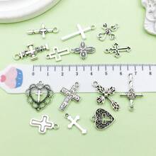 29pcs Mixed Bulk Antique Silver Holy Religious Cross Pendant Vintage Alloy Cross Charms For DIY Jewelry Making Accessories(The Style Is Random)