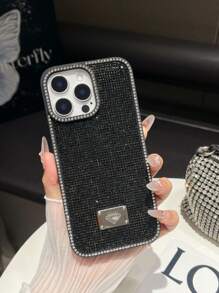 Pailletten 1 Stück Super glänzende Voll-Strass Schwarz 16 Pro Max Handyhülle, minimalistisch kompatibel mit iPhone 14, 13, 12, 11, 15 Plus, 16 mit eingebetteten Kristall-Strasssteinen
