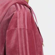 Adidas Originals Sudadera Adidas Trefoil para mujer, deportiva, de terciopelo, con logo grande, larga y capucha, GV2925