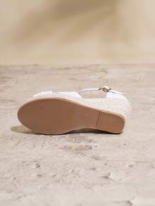 Dép xăng đan đế xuồng bằng vải Lycra màu trắng đan chéo thoải mái cho kỳ nghỉ giản dị bằng rơm gai dầu - trắng - Xem 8