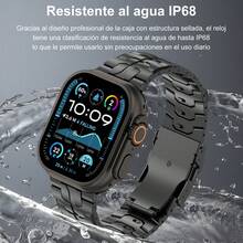 El reloj inteligente unisex Ultra 10+1 es un reloj deportivo multifuncional con batería integrada, pantalla digital, carga inalámbrica y llamadas Bluetooth. Admite hasta 100 modos de seguimiento de actividad y es compatible con sistemas Android e iOS, lo que lo convierte en el regalo ideal para hombres. - Negro - Ver 3