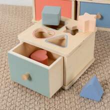 Montessori Coin Sorter Box, Baby Color Recognition Shape Matching Building Blocks Educational Toys