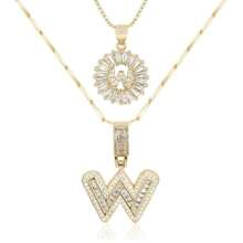 Dainty Bubble Initials Balloon Letter Necklace Set For Women Double-Layer Rock Initials Letter Necklace Set Synthetic Cubic Zirconia Micro-Inlaid Crown Letter Diy English