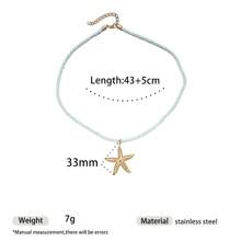 1pc Fashion Minimalist Vacation Style Colorful String Woven Stainless Steel Shell, Starfish, Sun, Heart, Flower Pendant Necklace, Suitable For Women Casual/Holiday Wear