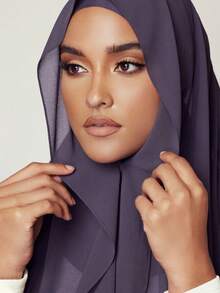 1 chiếc khăn trùm đầu Hijab cài áo có móc nam châm, khăn choàng voan 3 trong 1, mũ ống và khăn trùm đầu, vải voan mềm mại, thoáng khí, thích hợp mặc hàng ngày, lễ hội, cầu nguyện và hành hương - Khăn trùm đầu 3 trong 1 - Xem 4