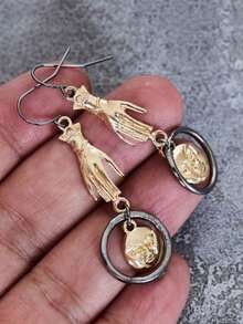 1 Pair Unique Hand With Faux Pearl Dangle Earrings For Women Female Accessory Daily Wear Statement Jewelry - Earring - View 11