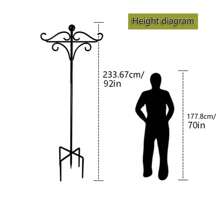 1pc Outdoor Garden Dual Shepherd Hooks, 61/77/92 Inch Heavy-Duty Garden Pole For Hanging Bird Feeders, Flower Baskets, Solar Lanterns, 5-Claw Garden Plant Hanging Rack, Iron Decorative Rod, Very Stable And Easy To Install, Highly Practical