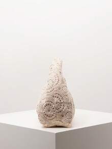 花卉镂空编织钩针包，女士波西米亚风沙滩包，高档百褶手提包，休闲假日钱包，节日必备品（图案随机） - 杏色 - 查看 6