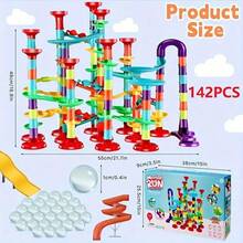 50/76/93/113/142/197pcs Large Size Marble Race Track Toys, Colorful Track Pipe Blocks, Creative Construction Toys For Ages 3+,Building Blocks Game For Girls Boys Christmas Stocking Stuffers Gifts (Colours And Details Are Random) - Multicolor - View 7