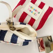 Striped Color-Blocking Makeup Bag Lipstick Pouch Coin Purse Travel Essentials For Vacation Summer Holiday Back To School School Stuff Bag For School Travel Bag For Women Makeup Bag For Travel