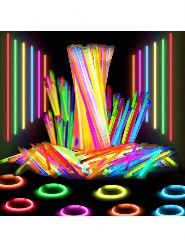 200 PCS Multicolor Glow Sticks Party Glow Stick,Party Decorations, Continuous Glow For 8~12 Hours, Glow In The Dark, Light Up The Party Favors, Bracelet, Necklace, Neon, Wedding Party Glow Stick, Brighter Color Glow Stick, Suitable For Parties, Bars, Nightclubs, Glow Party Supplies,Birthday Presents, Gift Recommendations. Neon Party