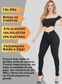 Kit 2 Calça Feminina Jeans Skinny com Elastano (Lycla) Cintura Alta Levanta Bumbum