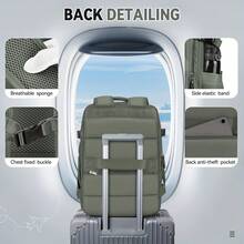 Large Travel Backpack Bag For Women Men,Carry On Backpack,17 Inch Laptop Business Work Waterproof Backpack With Laptop Compartment,Person Item Flight Approved,Mochila De Viaje,Travel Laptop Backpack, Extra Large Backpacks, Flight Approved Daypack, Business Bag,Travel Bagbackpack For Schoolp For Men Women,Back Pack - 軍綠色 - 查看 6