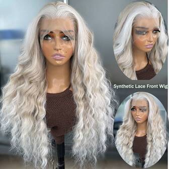 Peruki syntetyczne Kanekalon Futura Hair Ombre z koronką z przodu 13x6 dla kobiet, 22 cale, długie fale, bez kleju, odporne na włosy Kanekalon, część darmowa, gęstość 150%, przezroczyste, HD, do noszenia i noszenia, peruki z włókien odpornych na ciepło, do codziennego użytku na imprezy, wakacje, święta