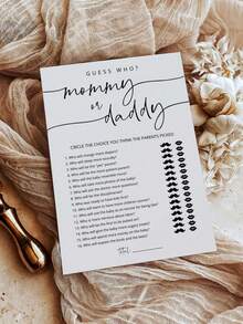 20 张“谁是妈妈还是爸爸”游戏卡、迎婴派对游戏卡、迎婴派对游戏和活动、适合男孩或女孩的趣味迎婴派对游戏