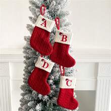 Personalized Baby Shower Christmas Stocking,Christmas Stockings Small Xmas English Letters Hanging Stockings Christmas Socks Double Sided Fireplace Hanging Stockings For Christmas Party Decoration New Year Party Gift Favors Supplies,Knit Monogram Christmas Stockings,Family Holiday Xmas Party Decor