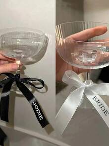 2/5/10Pcs Custom Bow Ribbon, Customized With 2 Pieces Of Text, Personalized Wine Glass Ribbon, Can Be Used As A Wedding Label For Champagne And Wine Glass Decoration, Gift Packaging Decoration Ribbon, Multiple Colors To Choose From, Suitable For Weddings, Birthdays, Eid Al Adha, Mother'S Day Gifts, Party Gifts, Tie Flowers - Multicolor - View 5