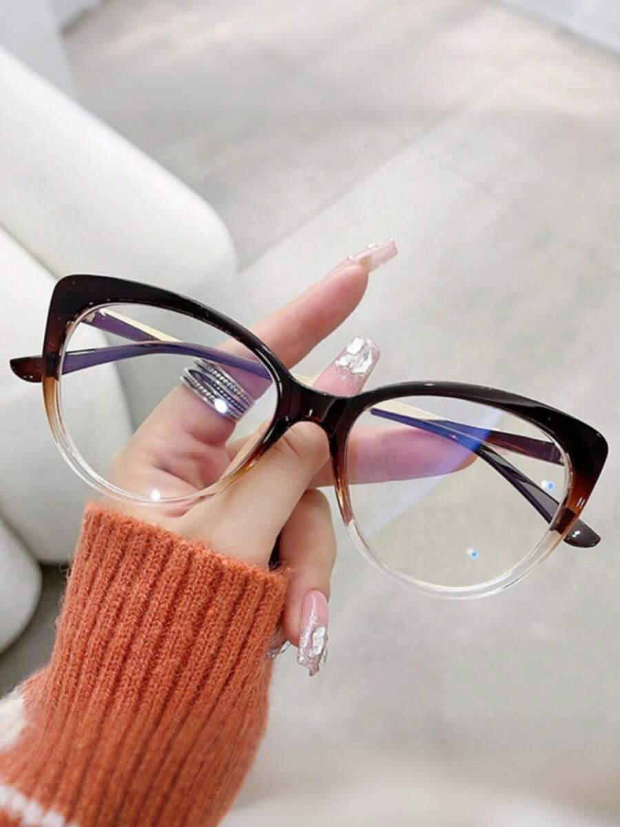 1 件装复古猫眼撞色镜框个性化 TR 材质无压力舒适缓解疲劳非处方眼镜