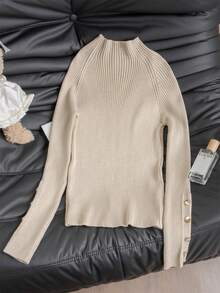 女士秋冬高领针织毛衣、分层上衣