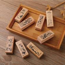 1/6 Stücke, vintage Blumenmädchen Dekoration Briefmarke Pflanze Gras Holz-Gummistempel für Scrapbooking Stationery DIY Handwerk Standard Siegel Kunstbedarf