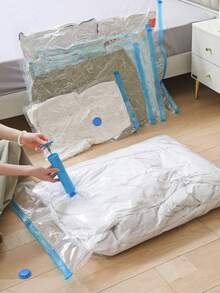 Space Saving Vacuum Compression Bags For Clothes & Bedding - Dust & Moisture Proof Plastic Organizer Bags With Leak-Proof Seal, Reusable Storage Containers For Seasonal Clothing, Bedding & Suitcase Organization, Under Bed Storage, Stackable Design, Seal Bag For School School Accessories School Stuff