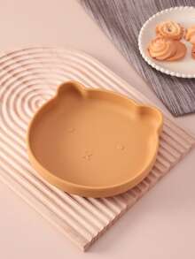 PopLittleOne 1pc Baby Silicone Bear Shape Plate Silicone Cookware Plate For Food Cute Animal Shape Dishes Toddle Training Children's Tableware - Multicolor - View 10