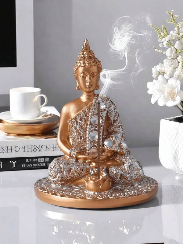 1pc Buddha Statues Buddah Statute Buda – Buddha Statue For Meditation Decor,Buda Statues Spiritual Zen Decor,Buddha Statues And Figurine For Home Decor Gold Color