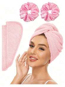 2 Packs Microfiber Hair Towel Wrap For Women, Super Absorbent Quick Dry Hair Turban For All Hair Style Anti Frizz, Large Hair Drying Towel With Button,Back To School,Travel Holiday Essentials,Hair Accessories For Women - Multicolor - View 12