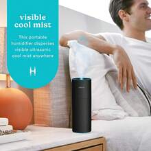 Homedics Portable Humidifier - Small Air Humidifiers For Bedroom, Plants, Office, Travel - Cool Mist Humidifiers, Color-Changing Accent Light, 2 Mist Settings, Black - 黑色 - 查看 9