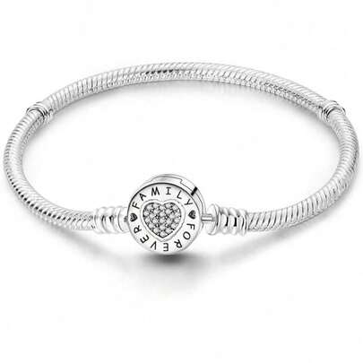 1 buc brățară cu lanț răsucit în formă de inimă din argint 925, lungime 16-22 cm, cadou elegant de petrecere pentru femei