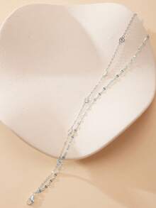 SYMFNY 1 件 925 纯银多层闪亮优雅手链，适合女性日常、派对、节日穿着、珠宝礼物 - 銀色 - 查看 2