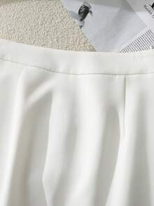 Women's Summer Casual Solid Color Button Front Tank Top + Pleated Mini Skirt 2-Piece Set - White - View 6