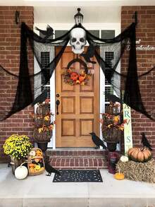 9 件黑乌鸦鸟笼花环横幅，闪闪发光的黑乌鸦装饰吊坠，哥特式渡鸦挂饰，带有悬挂乌鸦的怪异万圣节派对装饰，恐怖装饰拉横幅，非常适合家庭或活动恐怖道具，鬼节气氛装饰道具，派对聚会 - 黑色 - 查看 6