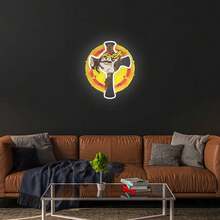 1 件霓虹灯十字标志，USB 供电，亮度可调，UV 印刷霓虹灯，墙面艺术装饰灯，适合节日礼物、家居墙面装饰、婚礼派对、复活节礼物