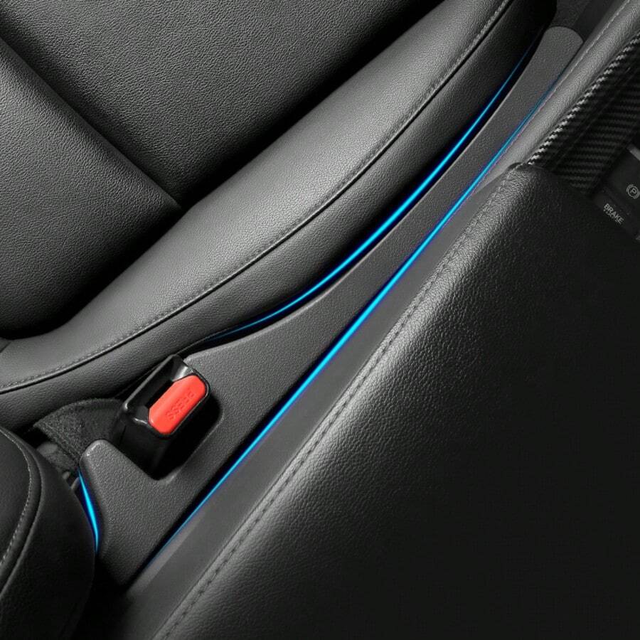 通用柔軟汽車座位間隙填充物側縫塞條，防漏填充條，汽車座位間隙防滑軟塞，車內配飾 - 黑色 - 查看 1