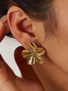 1 par de pendientes asimétricos cuadrados minimalistas de acero inoxidable plegables, adecuados para el uso diario o fiestas de las mujeres, un gran regalo para ella - HQ6013 - Ver 11