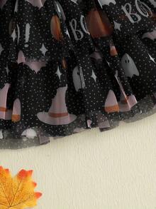 Halloween Butterfly Halter Dress For Girls - Black - View 5
