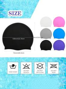 1/7 Pacote de Toucas de Natação de Silicone Sólidas para Adultos, Toucas de Natação à Prova d'Água, Toucas de Piscina Antiderrapantes, Elásticas Adequadas para Cabelos Longos e Curtos - Sete Cores