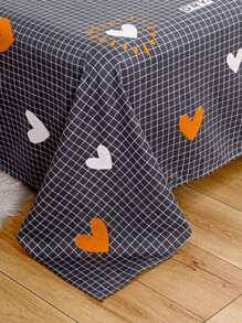 1pc Soft & Comfortable Bed Sheet, Bed Protector, Valentine's Gift Bed Sheet, Cartoon Love Geometric Bed Sheet, Heart Pattern Bedding Set, Home Decor, For Twin, Queen, King Size Bed, Mother's Day Bedding Gift, Machine Washable