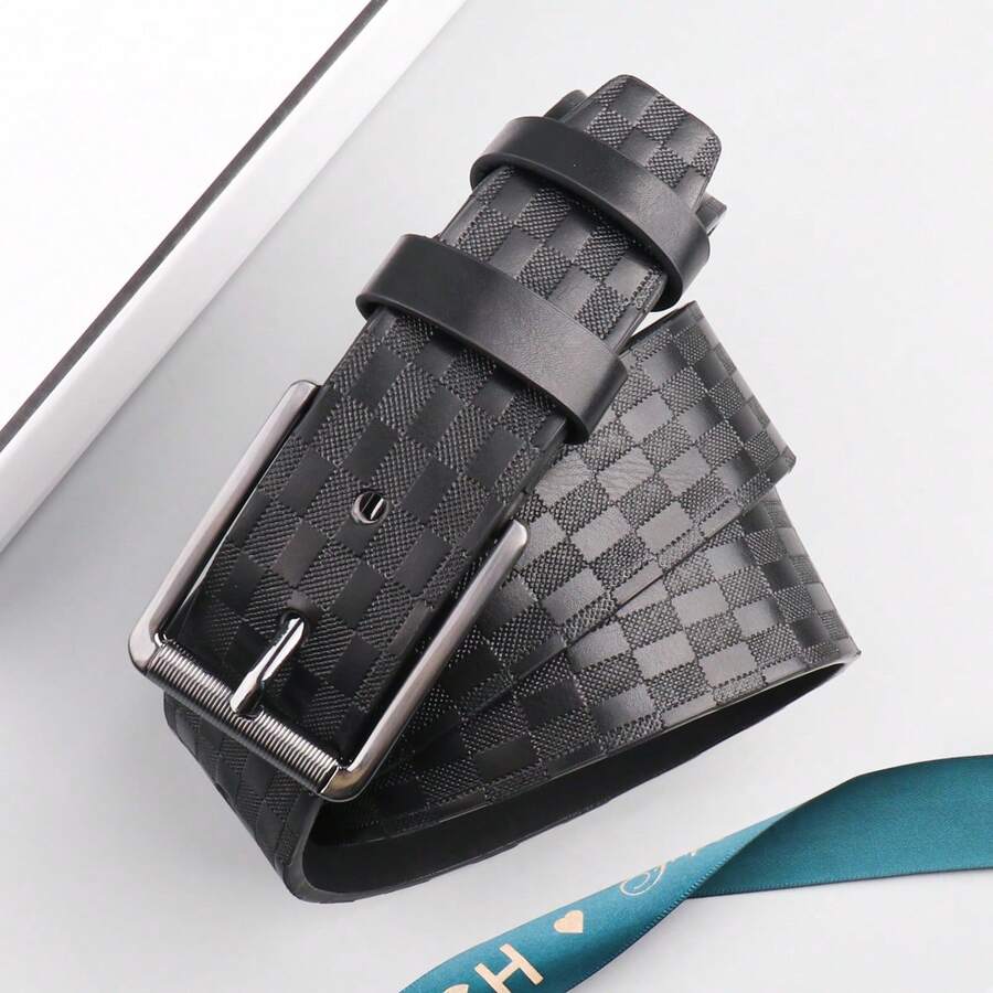 1pc Men's Pin Buckle PU Leather Belt (With Hole Punch Tool, No Gift Box) - Black No.2 - View 1