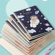 2 件可爱卡通图案创意线圈装订 A5 横线笔记本，适用于笔记和会议记录、学校用品、返校