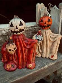 1 pièce Ornement Cape Fantôme de Citrouille de Tête Rétro d'Halloween, Décorations d'Automne pour Ambiance Mystique, Ameublement de Maison, Décorations de Chambre à Coucher, Cadeaux de Style Décoratif d'Halloween