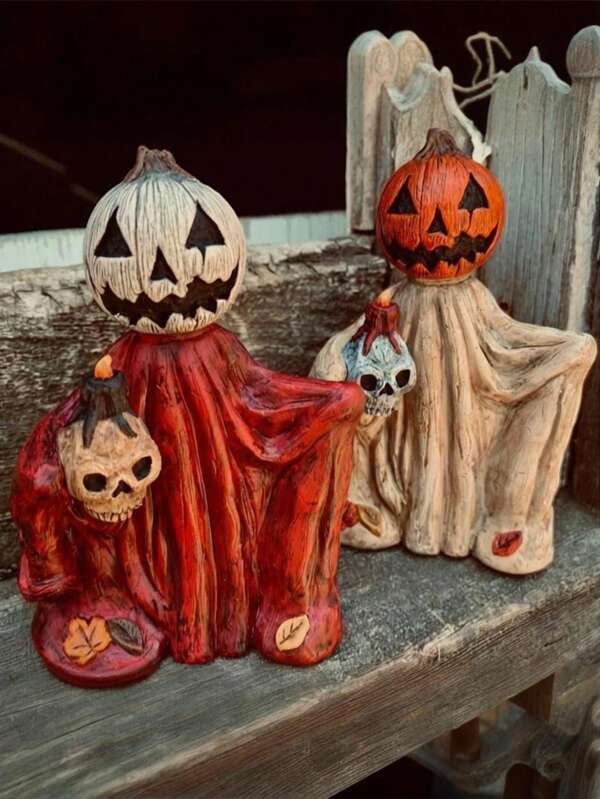 1 pièce Ornement Cape Fantôme de Citrouille de Tête Rétro d'Halloween, Décorations d'Automne pour Ambiance Mystique, Ameublement de Maison, Décorations de Chambre à Coucher, Cadeaux de Style Décoratif d'Halloween