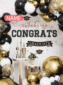 1 Stück 30*120cm anpassbarer Preppy-Style Abschluss Dekoration Wandaufkleber, personalisierter Wandtattoo Text für Schule, Wohnzimmer Zuhause, Eingang, Party Hintergrund, Unterschriftenbrett, PVC abnehmbar